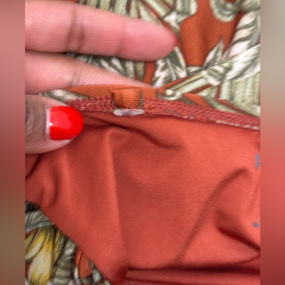 Aeropostale Tropical Floral One Piece Swimsuit Rust Yellow Side Cut Out Small - Picture 5 of 5